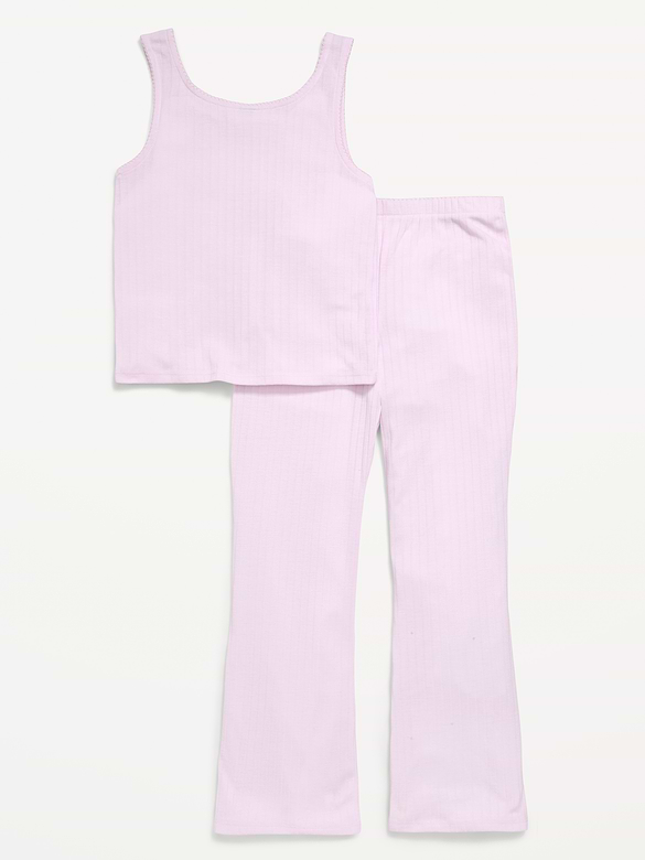 Ribbed Pajama Tank Top and Flare Pants Set for Girls