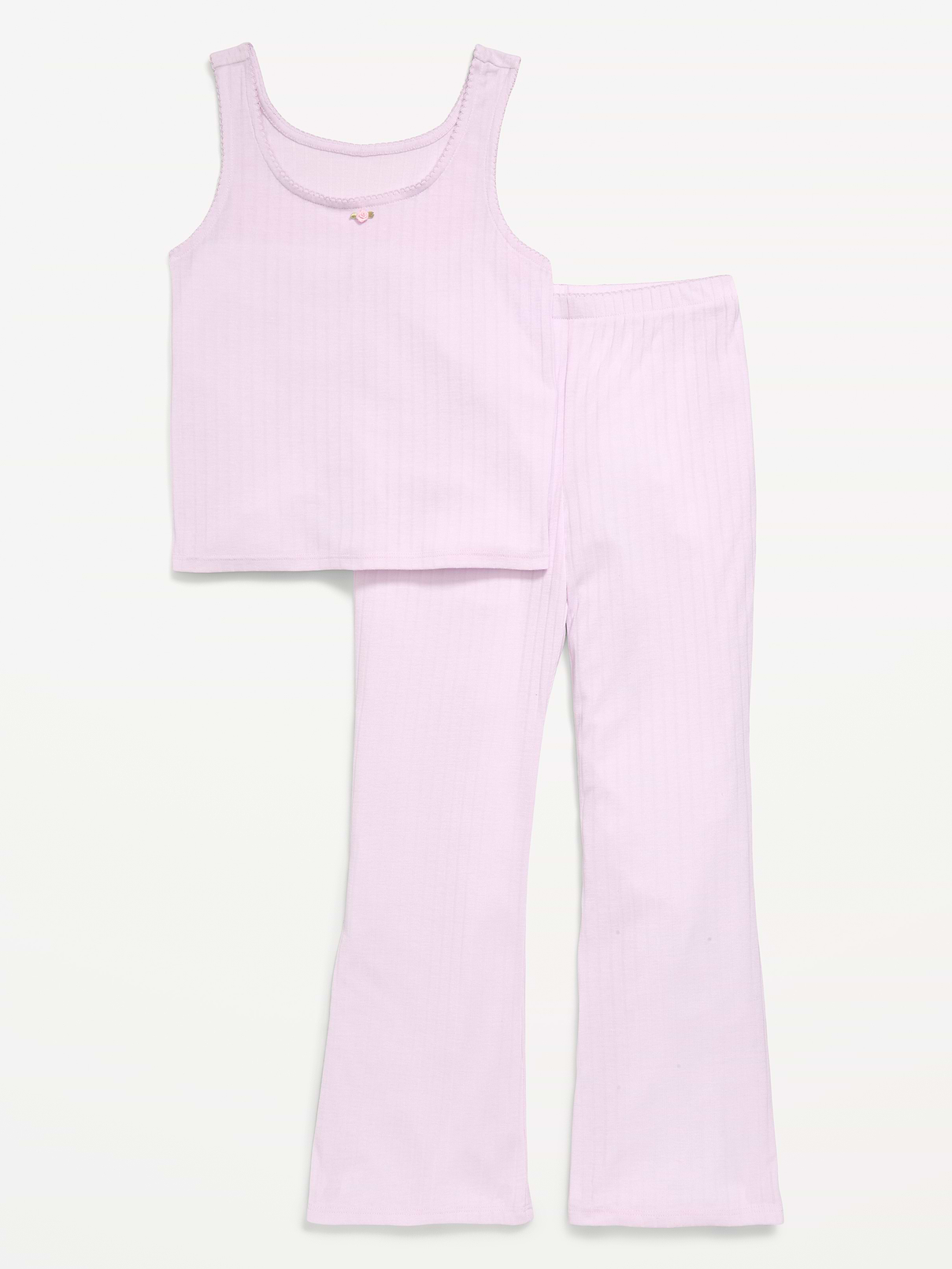 Image number 1 showing, Ribbed Pajama Tank Top and Flare Pants Set for Girls