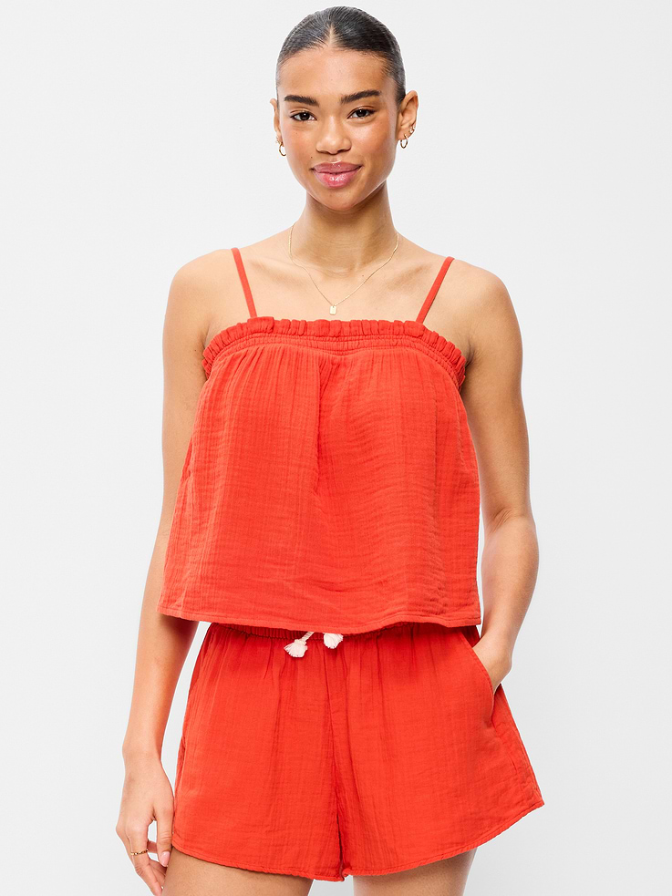 Image number 1 showing, Crinkle Gauze Tank Top