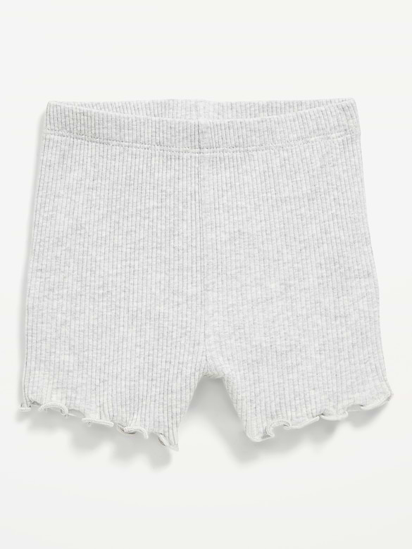 Ribbed Lettuce-Edge Biker Shorts for Baby