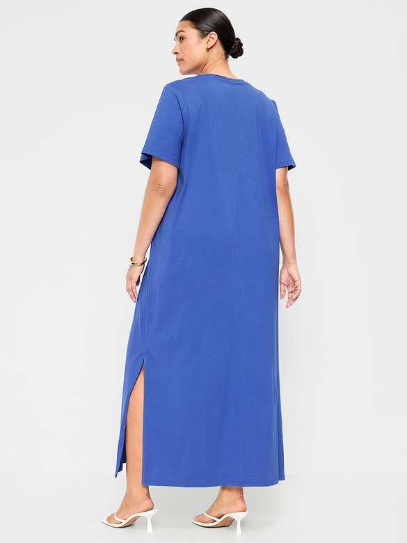 Vintage Crew-Neck Maxi Dress