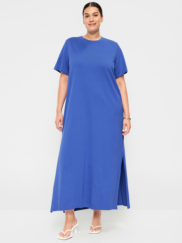 Vintage Crew-Neck Maxi Dress