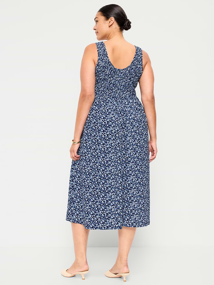 Image number 9 showing, Fit & Flare Lightweight Smocked-Bodice Midi Dress