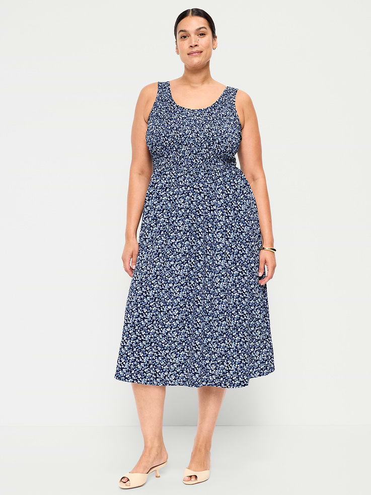 Image number 8 showing, Fit & Flare Lightweight Smocked-Bodice Midi Dress