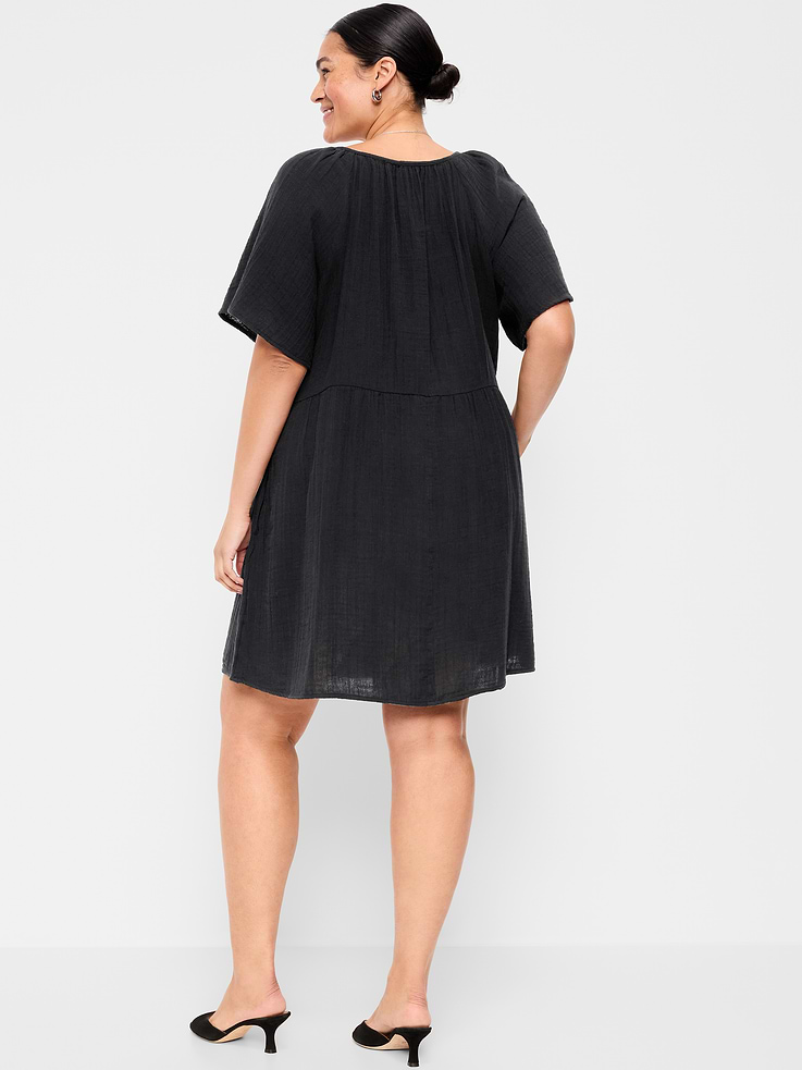 Image number 9 showing, Crinkle Gauze Flutter-Sleeve Mini Swing Dress