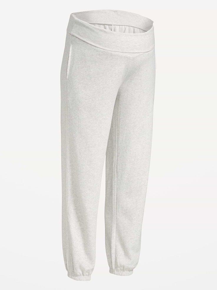 L'image numéro 4 présente Pantalon de jogging en molleton à taille rabattable de maternité
