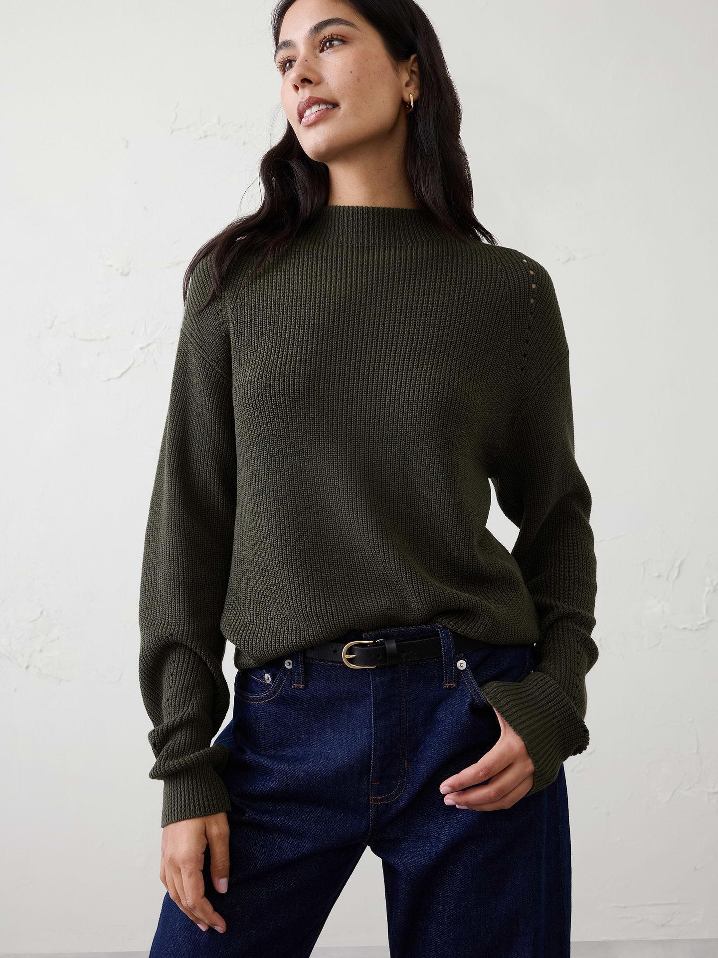 Image number 1 showing, Pointelle Ribbed Pullover Sweater
