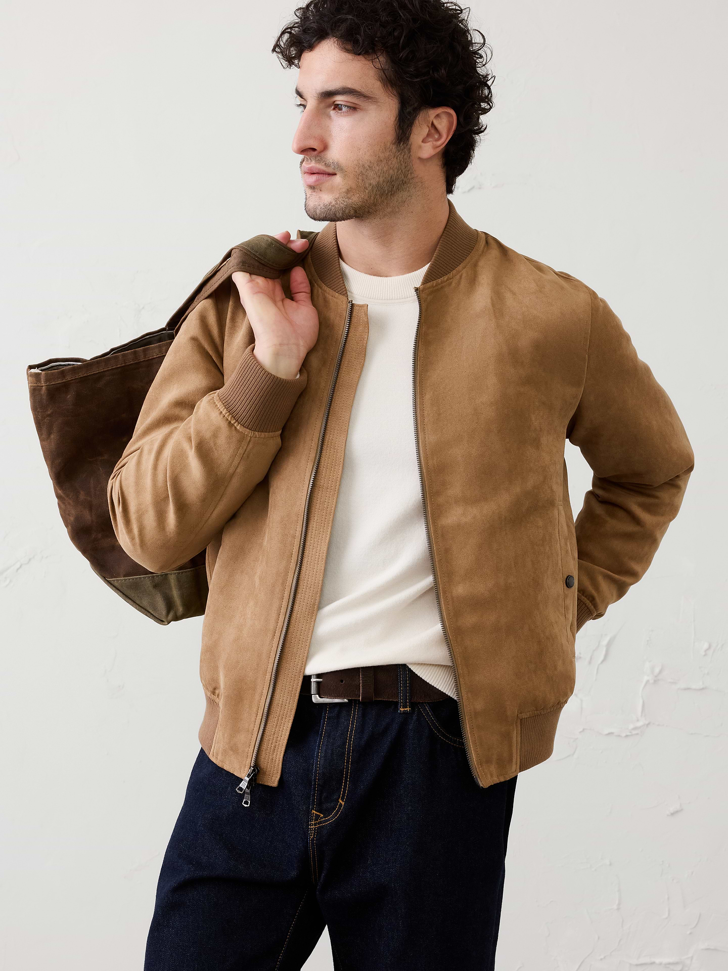 Image number 1 showing, Vegan Suede Bomber