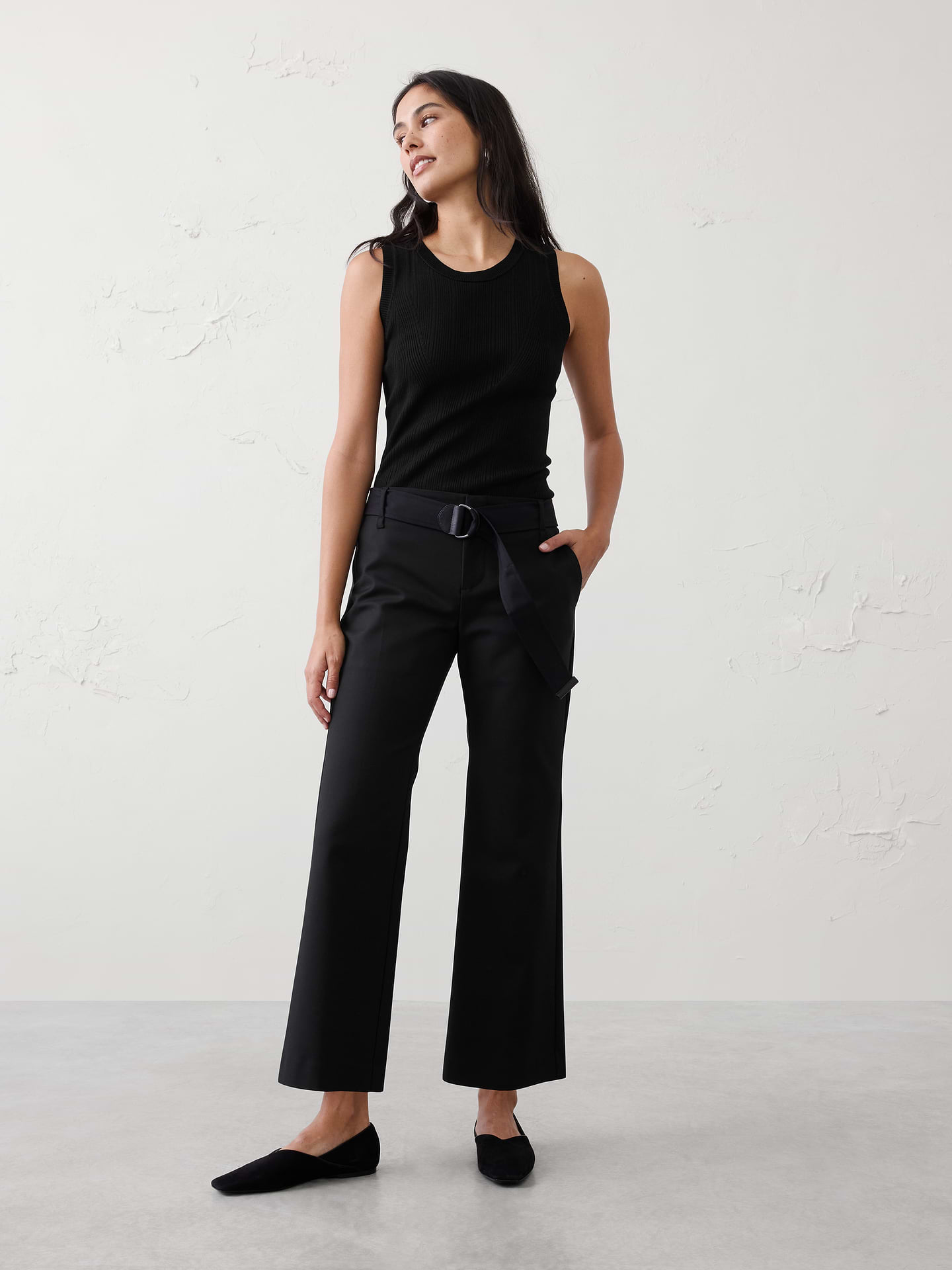 Image number 1 showing, Kick-Flare Mid-Rise Sateen Ankle Pant