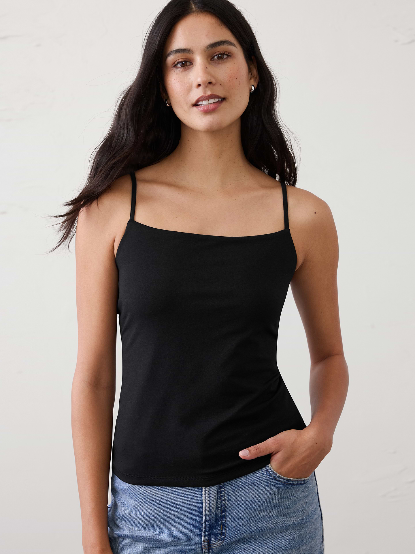 Image 1 of 8, Straight neckline., Adjustable spaghetti straps., Straight hem., Fully lined., Made exclusively for Banana Republic Factory., Product #1173308