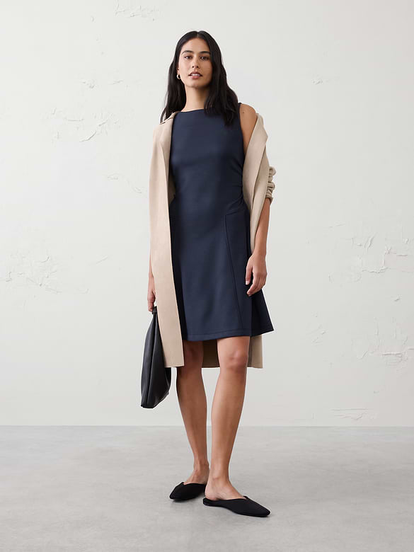 Soft Touch Shirred-Waist Knee-Length Dress