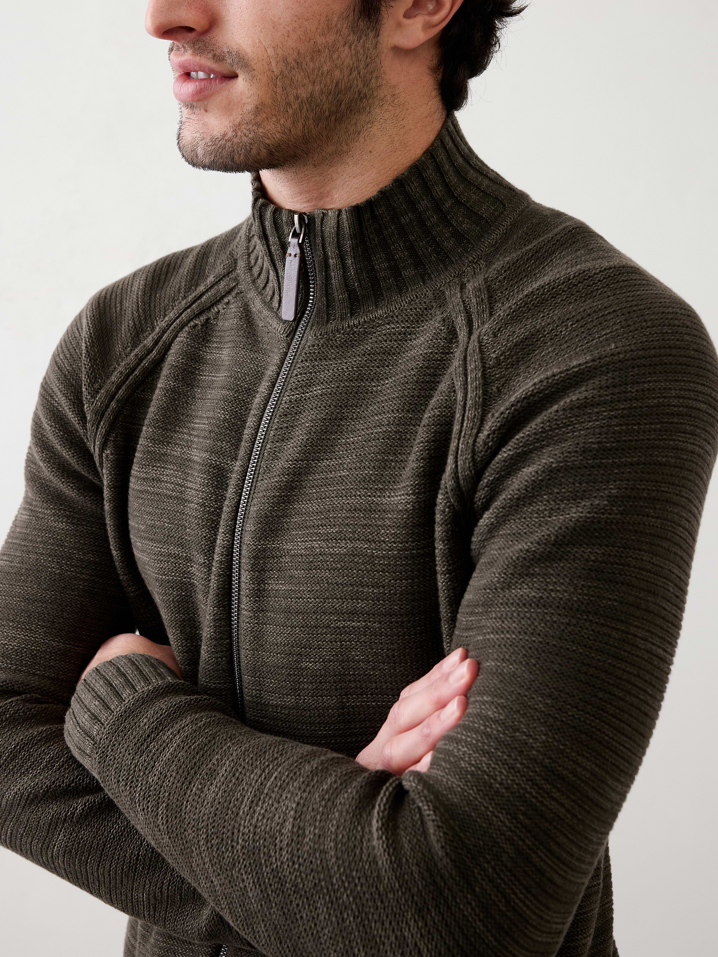 Image 3 of 4, Mock-Neck Zippered Sweater
