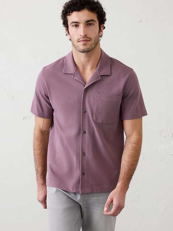 Standard-Fit Textured Resort Polo
