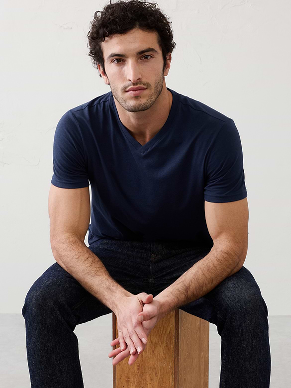 Standard-Fit Premium Wash V-Neck Shirt