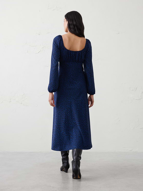 Shirred Bodice Midi Dress