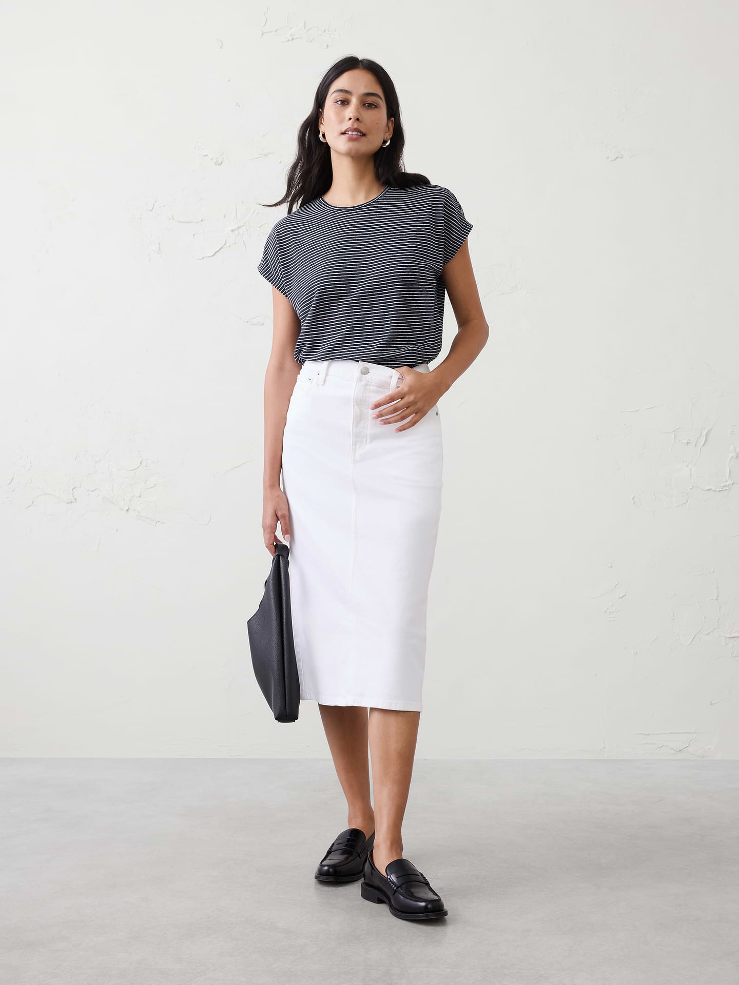 Image number 1 showing, Linen-Blend Cap-Sleeve T-Shirt