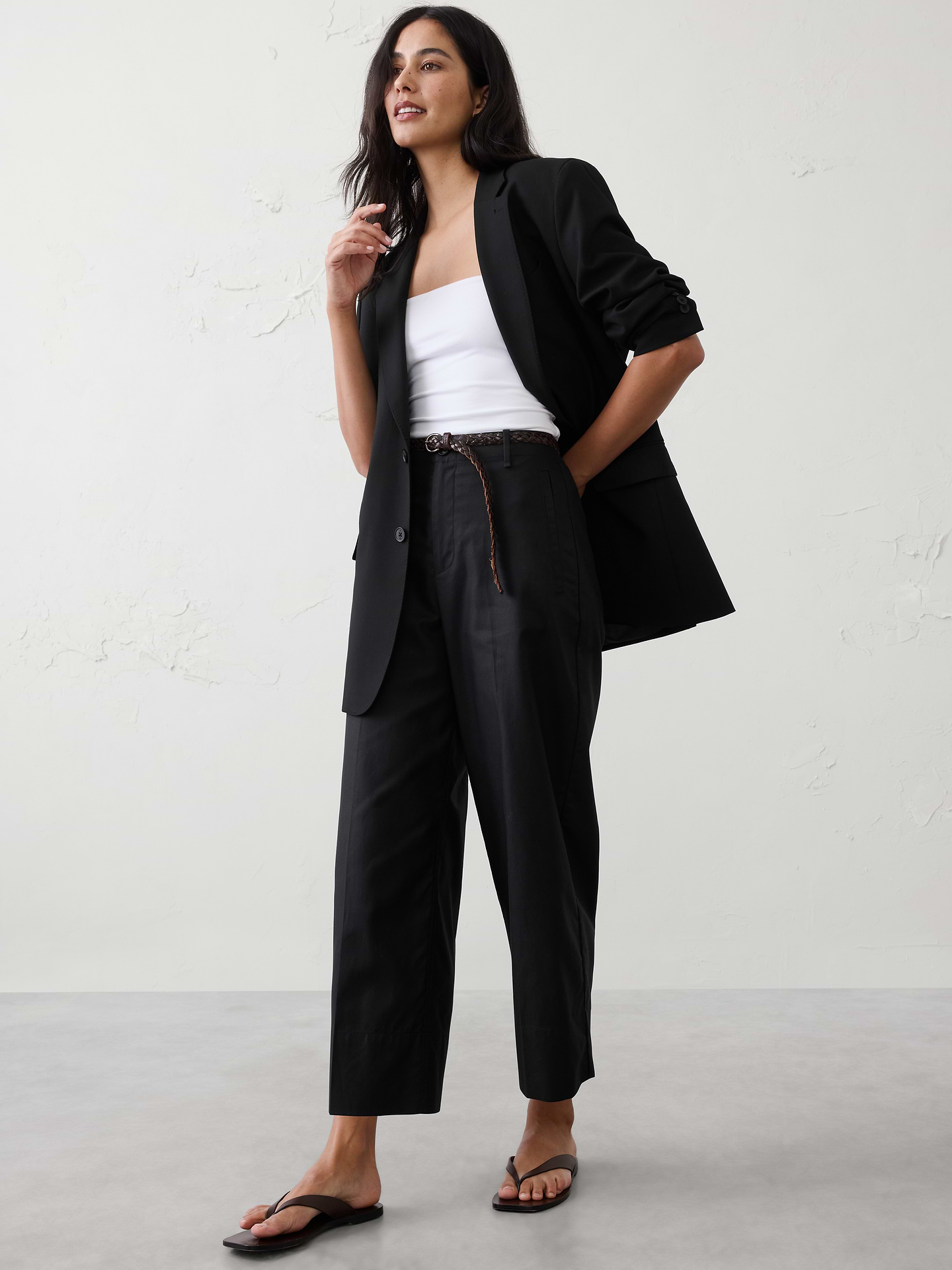 Image number 1 showing, Wide-Leg High-Rise Cropped Pant
