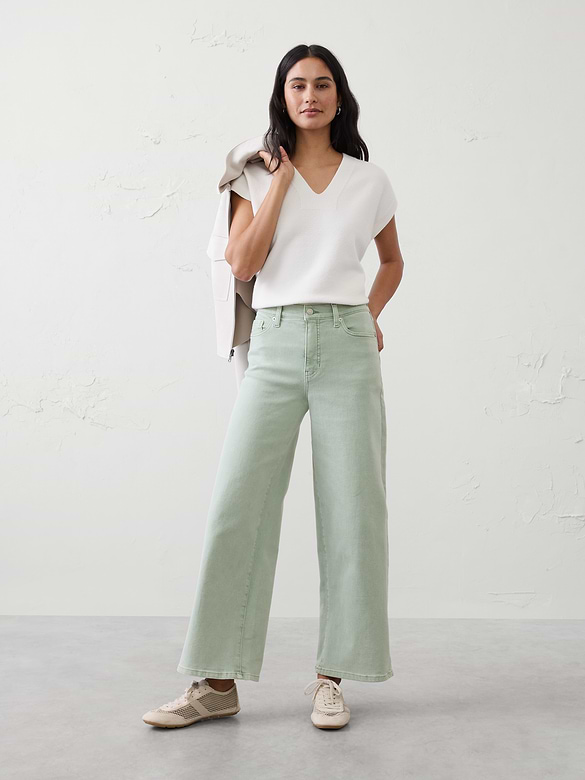Wide-Leg High-Rise Cropped Jean