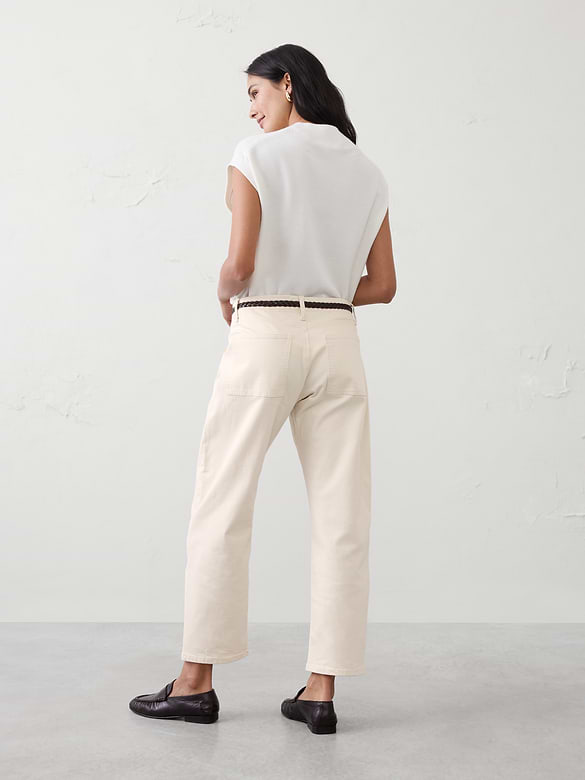 Barrel-Leg Mid-Rise Utility Jean