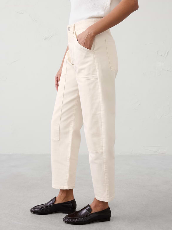 Barrel-Leg Mid-Rise Utility Jean