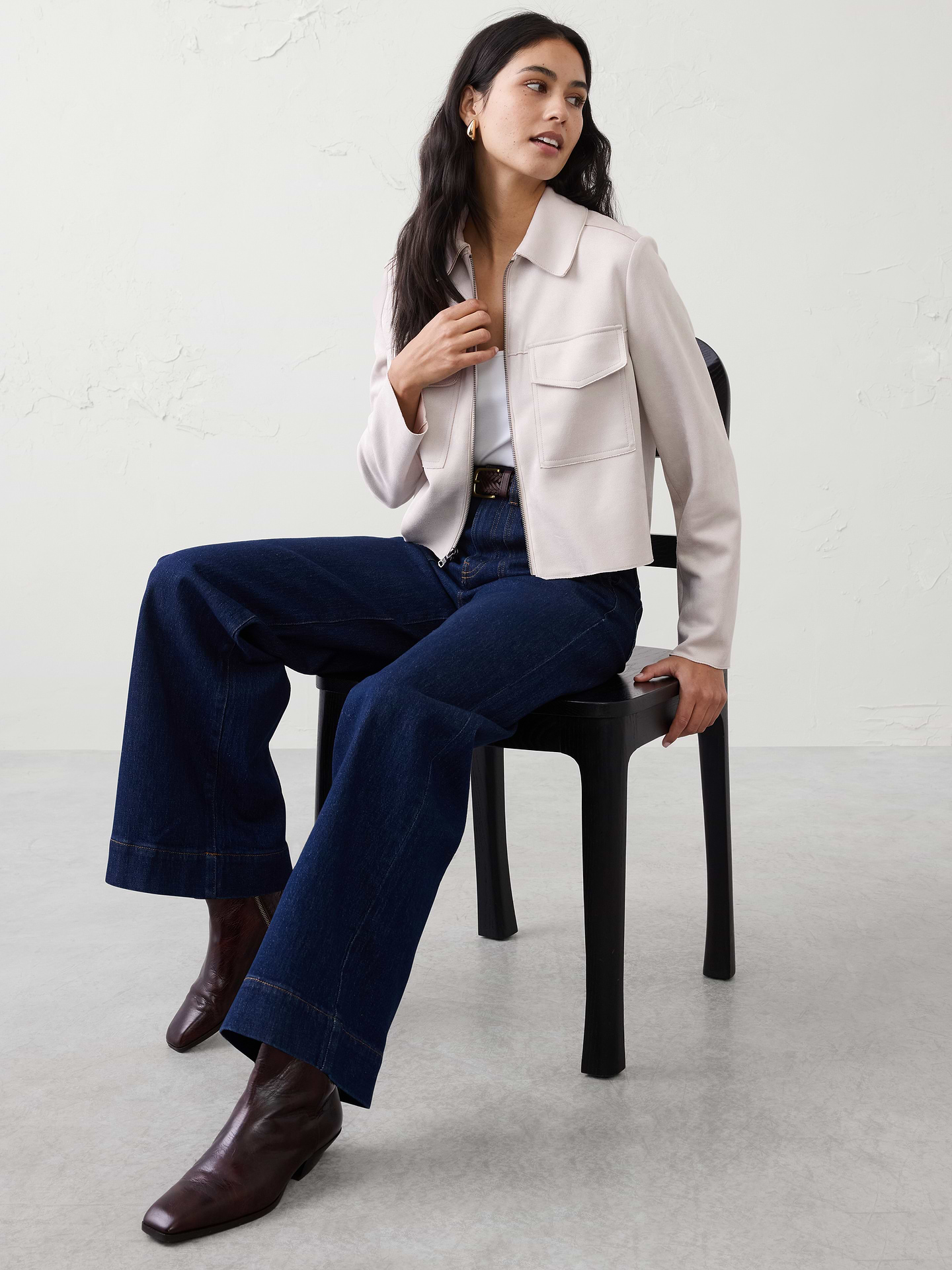 Image number 1 showing, Vegan Suede Cropped Jacket