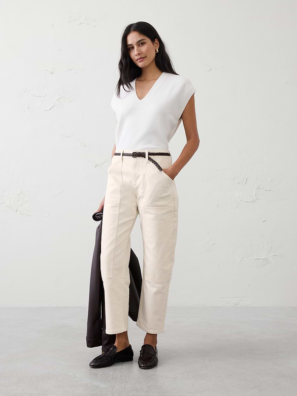Barrel-Leg Mid-Rise Utility Jean