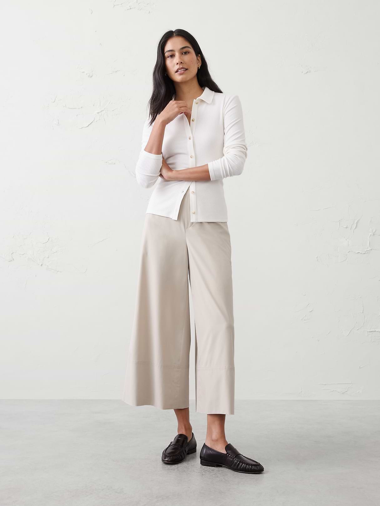 Anyday Wide-Leg High-Rise Airstretch Cropped Pant | Banana