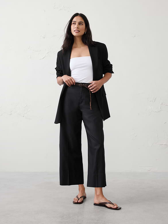 Wide-Leg High-Rise Cropped Pant