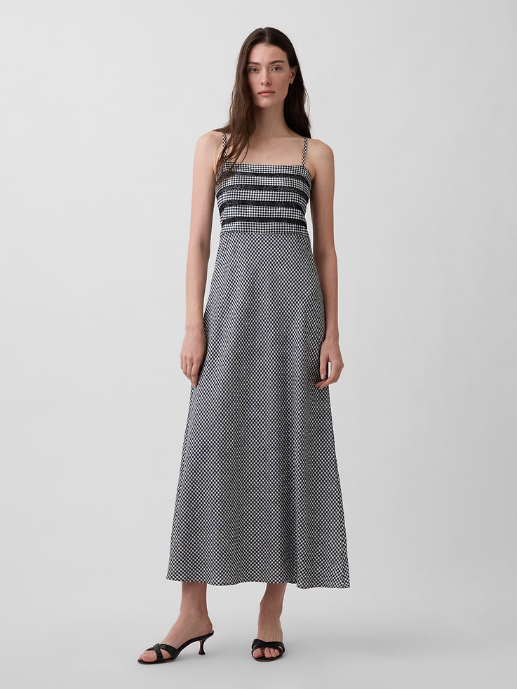 Linen-Blend Lace Inset Maxi Dress | Gap