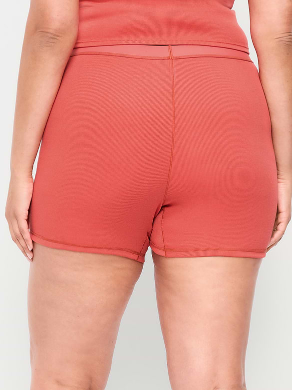 High-Waisted Ribbed Boyshort Briefs -- 3-inch inseam