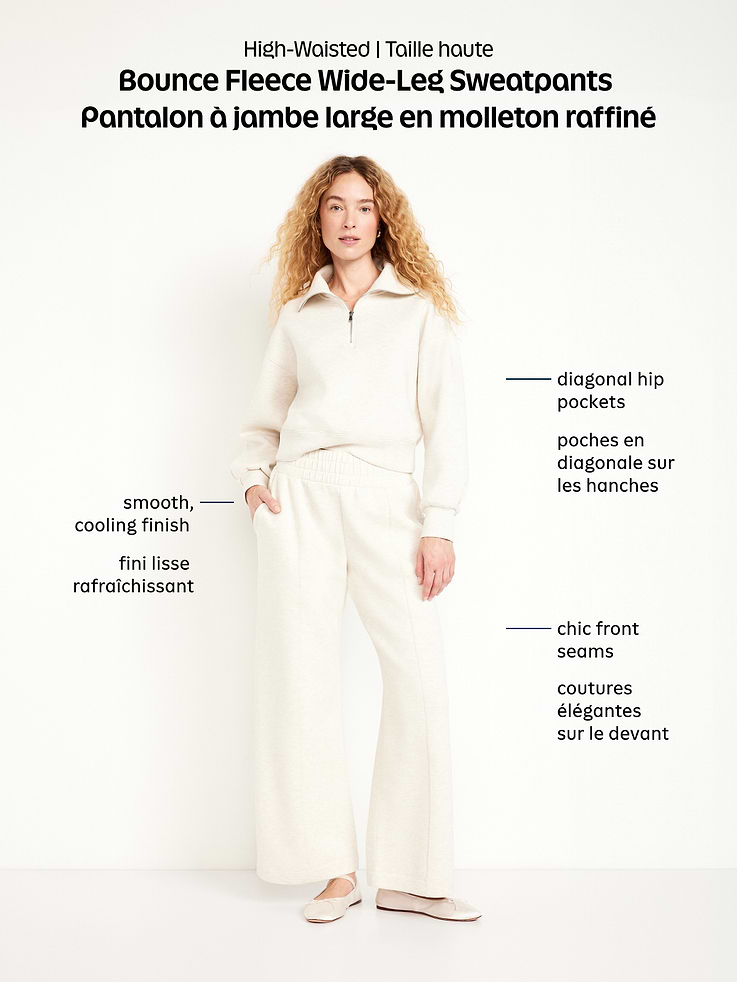 Image number 10 showing, High-Waisted Bounce Fleece Wide-Leg Sweatpants