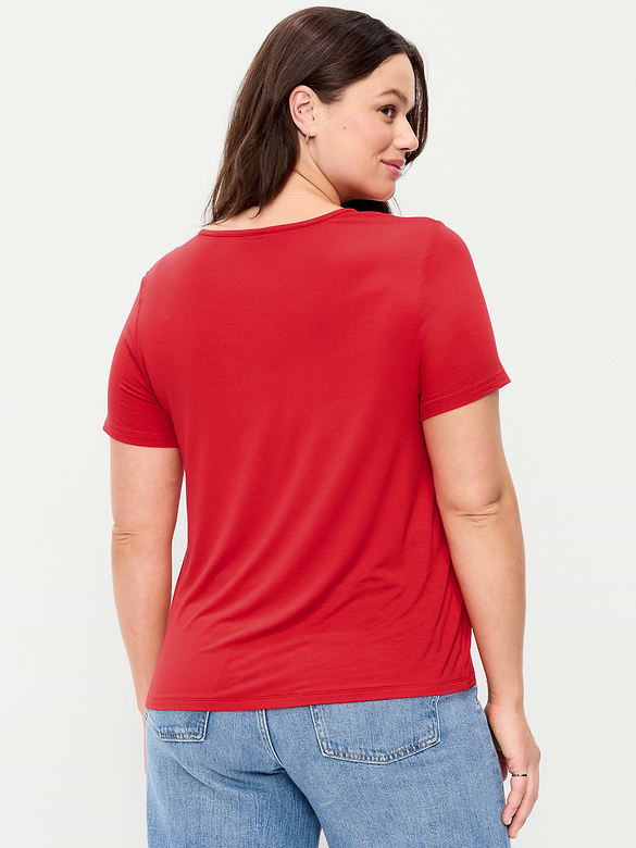 T-shirt luxueux à col en V