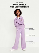 L'image numéro 5 présente Pantalon jambe large à taille haute en molleton raffiné pour fille