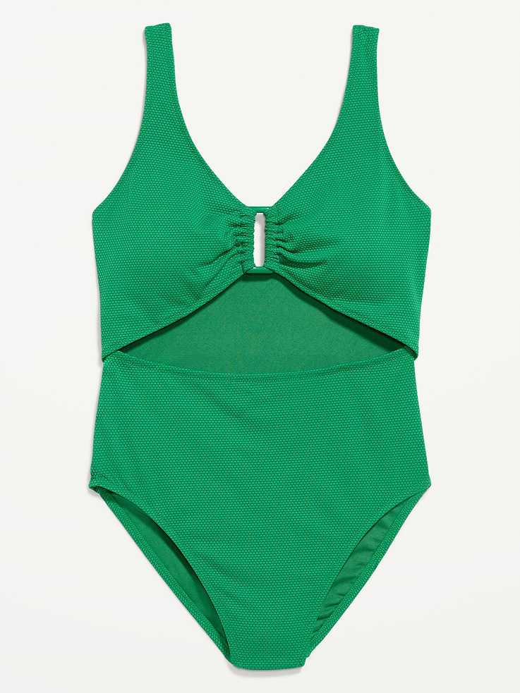 Image number 4 showing, Textured One-Piece Cut-Out Swimsuit