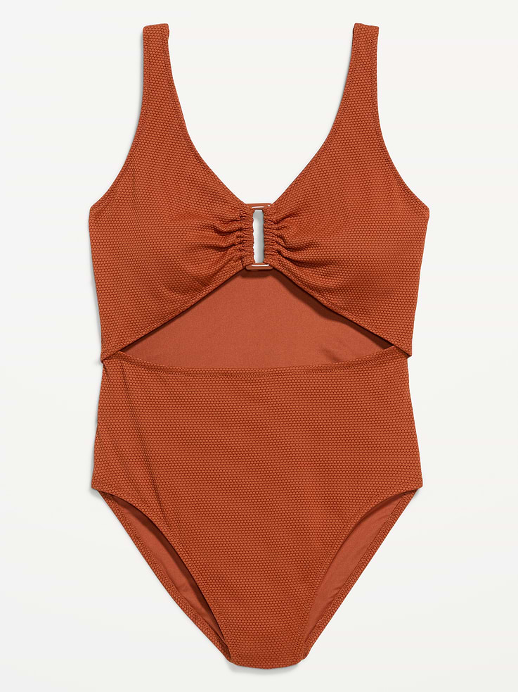 Image number 4 showing, Textured One-Piece Cut-Out Swimsuit