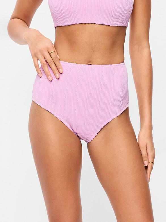 High-Waisted Ribbed Bikini Swim Bottoms
