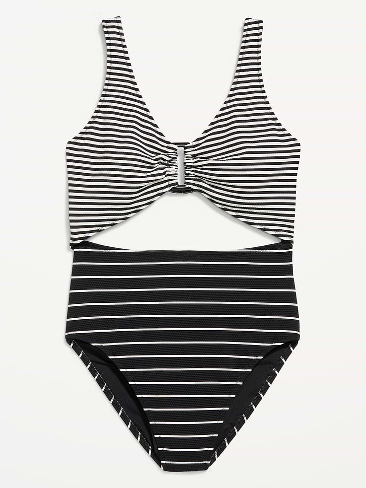 L'image numéro 4 présente Maillot de bain une-pièce texturé à découpe