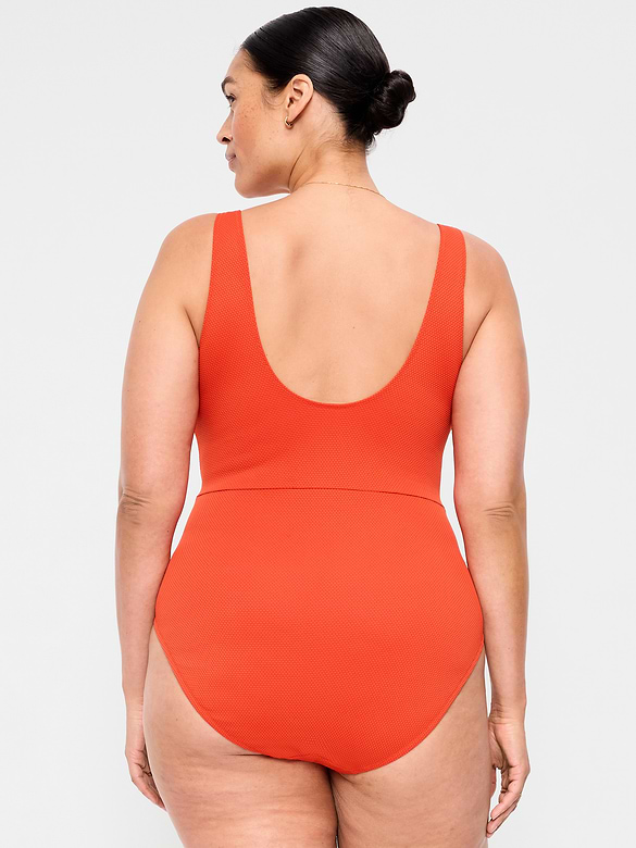 Textured One-Piece Cut-Out Swimsuit