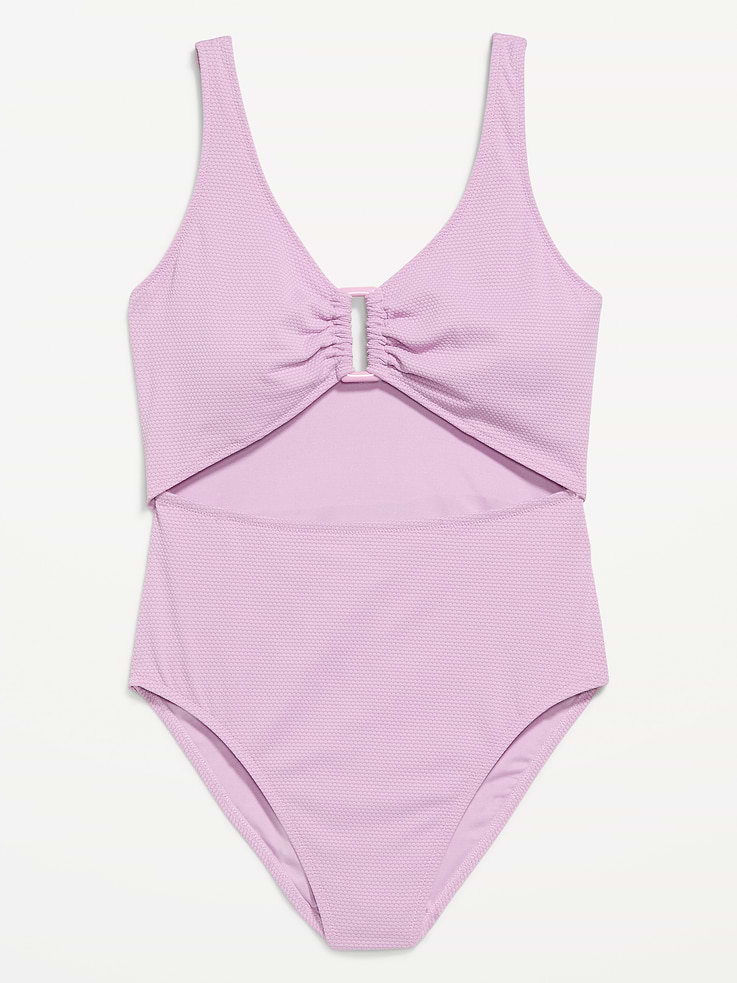 Image number 4 showing, Textured One-Piece Cut-Out Swimsuit