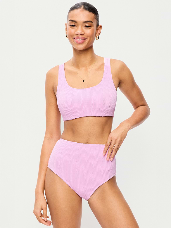 Ribbed Scoop-Neck Swim Top
