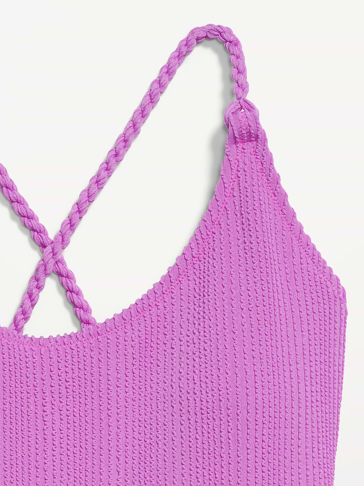 Image number 9 showing, Ribbed Braided-Strap One-Piece Swimsuit
