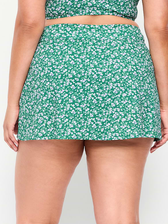 High-Waisted Textured Swim Skirt