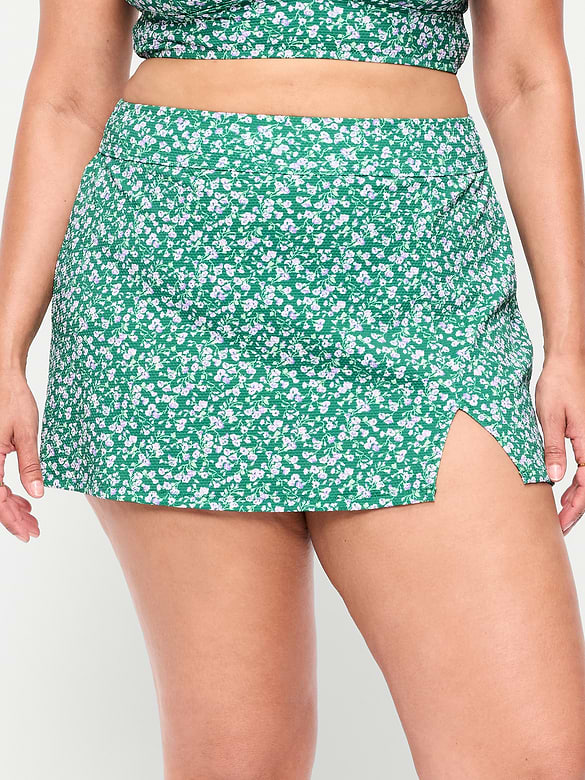 High-Waisted Textured Swim Skirt