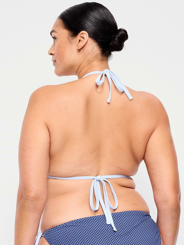 Pique Triangle String Bikini Swim Top