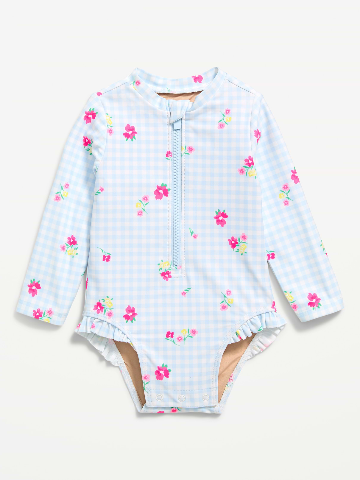 Image number 1 showing, Long-Sleeve Rashguard Swim One-Piece for Baby