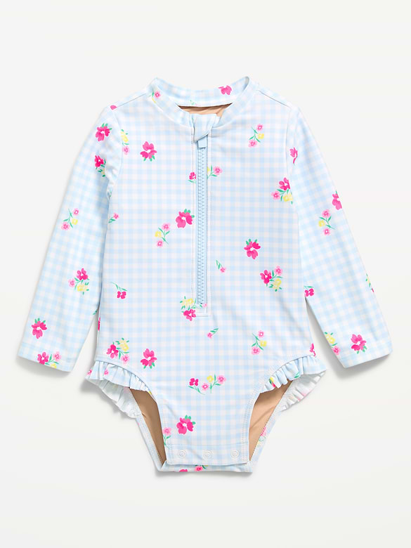 Maillot de bain anti-UV une-pièce à manches longues pour bébé