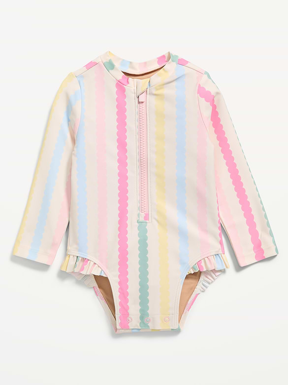 Long-Sleeve Rashguard Swim One-Piece for Baby