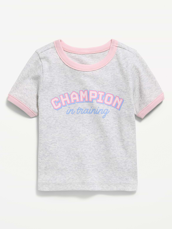 Short-Sleeve Ringer Graphic T-Shirt for Toddler Girls