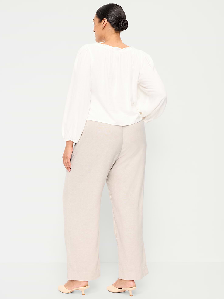 Image number 10 showing, High-Waisted Linen-Blend Straight Ankle Pants