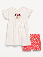 L'image numéro 1 présente Ensemble robe à manches courtes à volants et cuissard Disney® pour Toute-petite fille